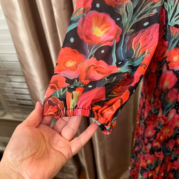 NWOT Farm Rio x Anthropologie Pleated Drop Waist Maxi Dress Size MEDIUM - Picture 8 of 9